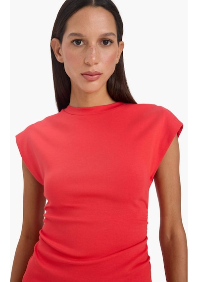 DeFacto Bodycon Vücudu Saran Bisiklet Yaka Ribana Kolsuz Mini Yazlık Elbise C4513AX25SMRD135