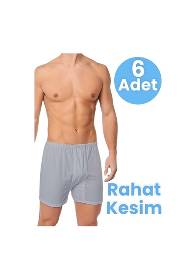 Mood Agenda Erkek Rahat Kesim 6'lı Pamuklu Külot Boxer Gri