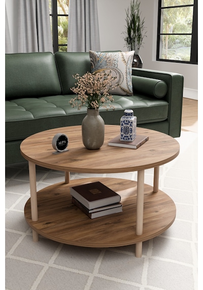 Alpaevmobilya Modern Yuvarlak Orta Sehpa 60 Cm 2 Raflı Ahşap Ayaklı Çok Amaçlı Organizer Sehpa Atlantik Çam Alpaevmobilya Modern Yuvarlak Orta Sehpa 60 Cm 2 Raflı Ahşap Ayaklı Çok Amaçlı Organizer Sehpa Atlantik Çam