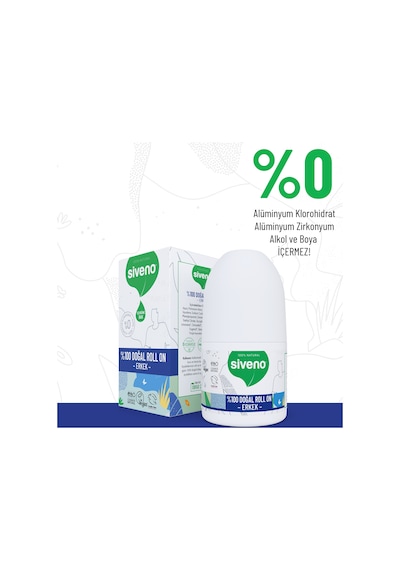 Siveno %100 Doğal Roll On Erkek Deodorant Ter Kokusu Önleyici Bitkisel Leke Bırakmayan Vegan 50 ML
