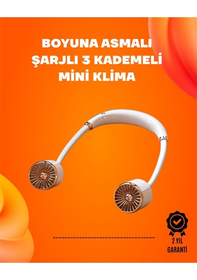 Katlanabilir Asılabilir Fan Usb Şarjlı 3 Vitesli Sessiz Mini Fan