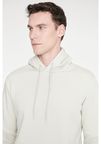 AC&Co / Altınyıldız Classics Erkek Bej Standart Fit Normal Kesim Kapüşonlu Kanguru Cepli Pamuklu Sweatshirt Bej