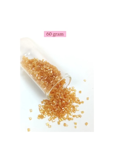 Tedar Kesme Cam Boncuk 2mm - 60 Gram - Şeffaf Altın - Bnc366 Najmaddin (No:1) 8.5Cm X 10.5 Cm