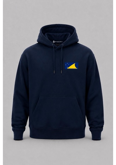 Bahriyeli Collection Kapüşonlu Tokelau Bayrağı Cep Baskılı Unisex Sweatshirt Lacivert