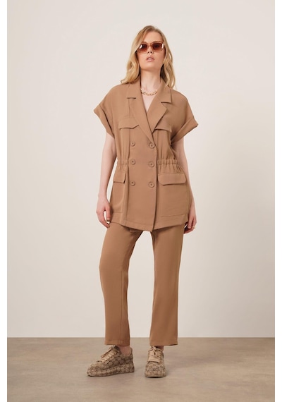 Ftz Women Kadın Crep Pantolonlu Takım Vizon 31173 Vizon