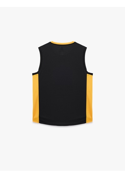 Koton Regular Fit Kolsuz Renk Bloklu Bisiklet Yaka Baskılı Spor Atlet Siyah 7wam30006nk