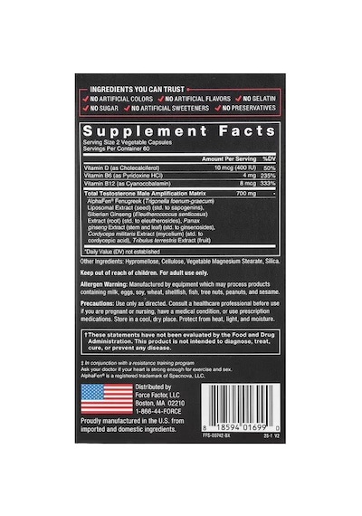 Force Factor, Test X180 Legend Test Booster Ginseng , Cordyceps , Tribulus 120 Caps