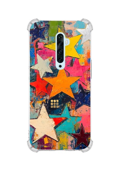 Printify Oppo Reno2z İle Uyumlu Düşlerin Dansı Serisi Yıldız Dansı Tasarımlı Uv Baskılı Köşe Korumalı Antişok Kılıf Şeffaf