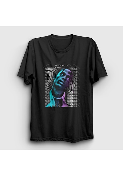Presmono Unisex Warp Astroworld Travis Scott T-shirt Siyah