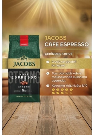 Jacobs Cafe Espresso Çekirdek Kahve 500 Gr X 4 Adet PKT.JACOBS.027 Çekirdek