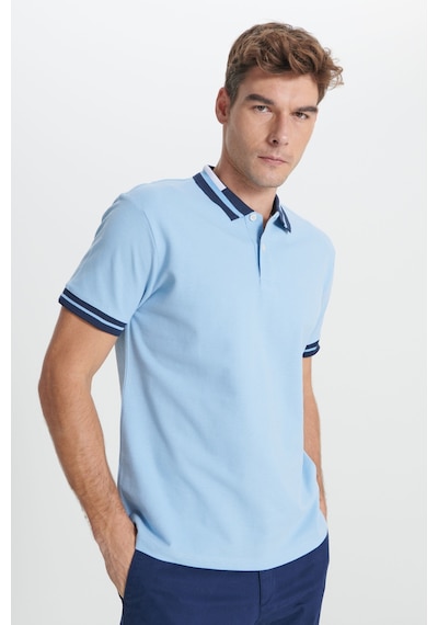 AC&Co / Altınyıldız Classics Erkek Acık Mavı Slim Fit Dar Kesim %100 Pamuk Polo Yaka Tişört Acık Mavı