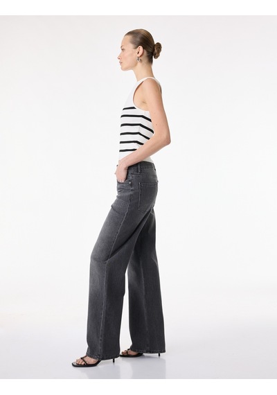 Koton Normal Bel Düz Paça Jean Pantolon - Straight Fit Jean Antrasit 7wal40027md