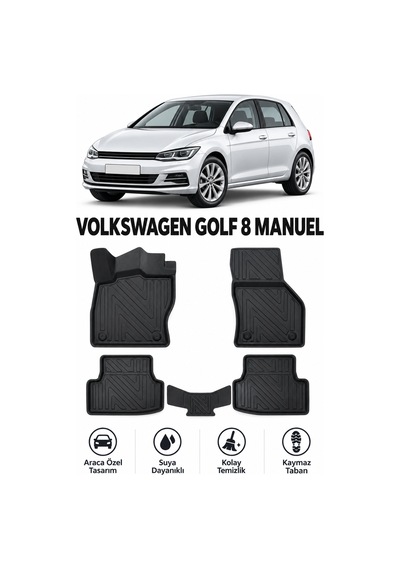 Carbon Desenli Volkswagen Golf 8 Manuel 2025 Siyah 3d Havuzlu Paspas