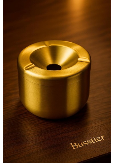Busstier Gold Metal Kapaklı Küllük, Portatif Ve Modern Tasarım Kül Tablası, Araç İçin Uygun Rüzgar Geçirmez K Genel