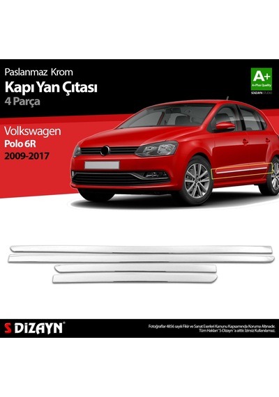 S-Dizayn Volkswagen Polo 6R Krom Kapı Yan Çıtası 2009-2017