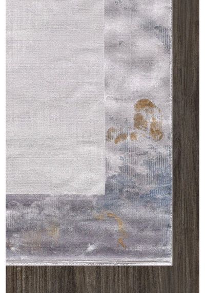 Artemis Halı Couture 00891a Gri Mavi Çerçeve Desenli İpek Halı