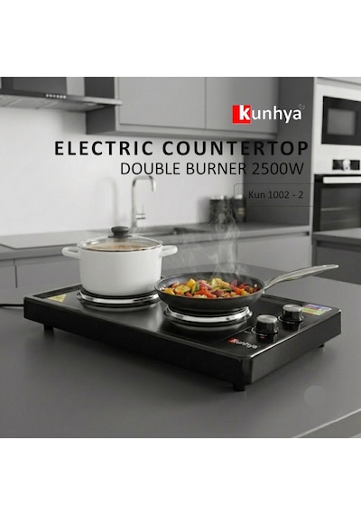 Kunhya KUN-1002 İki Gözlü Elektrikli Ocak Siyah Emaye