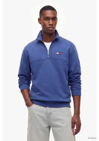 Tommy Hilfiger Tjm Reg Badge Qz Ext Erkek Mavi Sweatshirt - Dm0dm23200