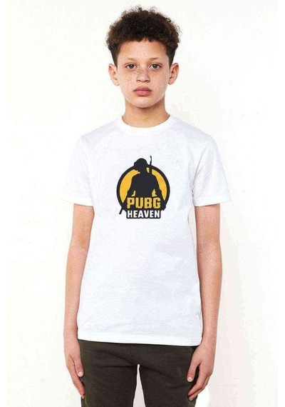 Tshirthane Pubg Heaven Baskılı Unisex Çocuk Beyaz T-Shirt