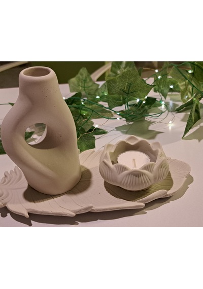 Flora Vazo Ve Lotus Çiçeği 3 Lü Takım