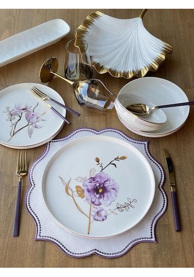 Yemek Takımı Modern Violet 24 Parça 6 Kişilik Renkli
