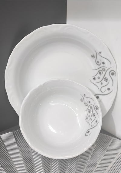 Porland Porselen Yakamoz 12 Parça 6 Kişilik Tabak Set Tabakvekase
