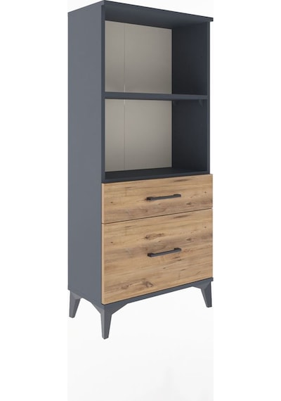 Arges Dolap 2 Raflı 2 Çekmeceli 60x30x134 Antrasit-çam Antrasit