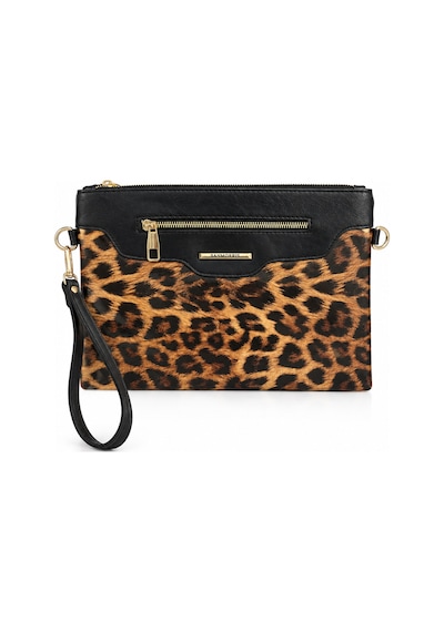 Sanmorris Kadın Suni Deri Ayarlanabilir Çapraz Ve El Askılı Portföy, Clutch Çanta S-1360 Leopar Desenli