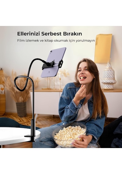 Ayrex Juo 70 Cm Akrobat Esnek Tablet Ve Telefon Tutucu Stand Siyah