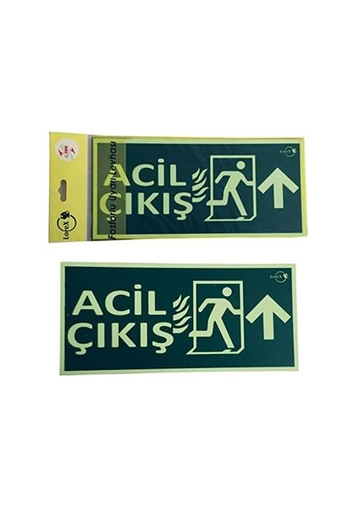 Lr-fu Acil-çıkış Yazılı Yukarı Ok Yön Gösteren Fosforlu Yön Levhası 1