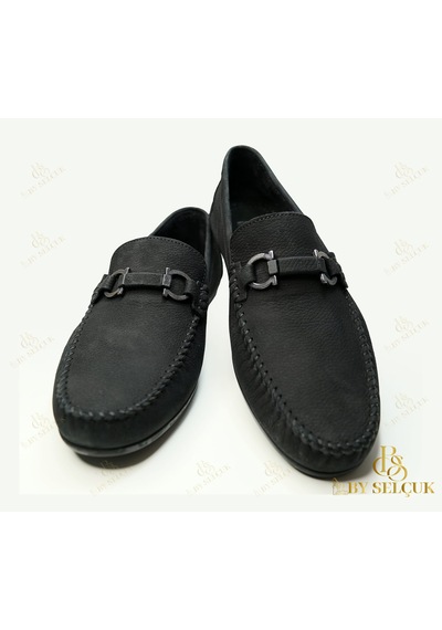Loafer Nubuk Deri Siyah Nubuk