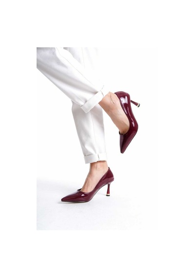 V.s.h Velvet Kadın Stiletto Rugan Arkası Kapalı Şık Kadın Stiletto-2191 Bordo