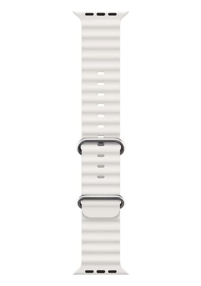 Microsonic Apple Uyumlu  Watch Series 7 45mm Kordon Ocean Band Beyaz