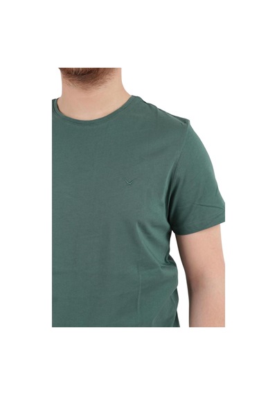 Cazador Erkek Slim Fit Bisiklet Yaka Pamuklu Düz Tişört 4623 Hunter