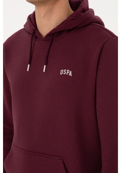 U.S. Polo Assn. Erkek Regular Fit Kapüşonlu Şardonlu Bordo Basic Sweatshirt 50315582-VR177