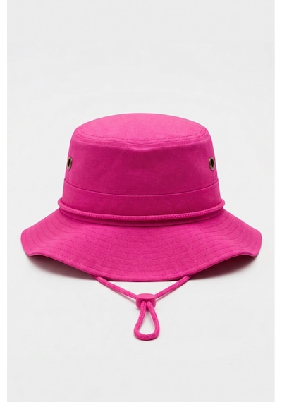 Mollycrush Premium Outdoor Kamp Balıkçı Şapkası Pembe Unisex Ayarlanabilir İpli Şapka Modeli Pembe