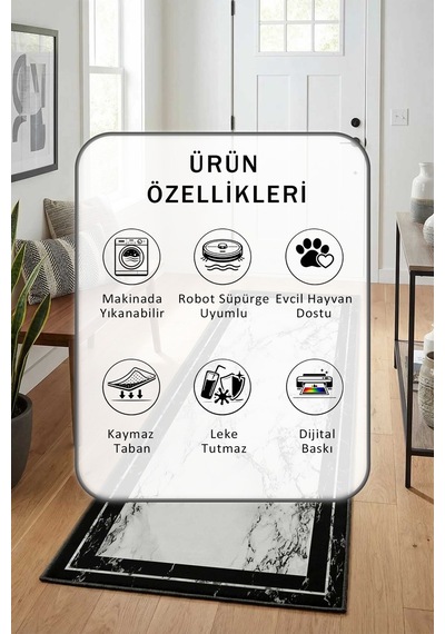Efekt Y Yıkanabilir Yolluk Açık Gri