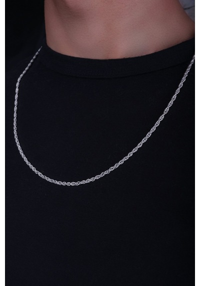 Encili Silver 925 Ayar Gümüş Halat Burgulu Zincir Model Kolye 2 Mm Gümüş