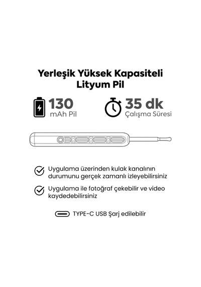 Akıllı Kulak Temizleme Cihazı - Kameralı - Wifi Ve Mobil Uygulama Uyumlu