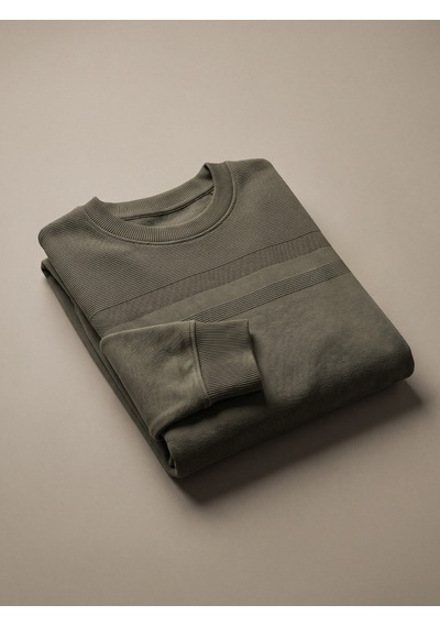 Maccali Erkek Haki Büyük Beden Pamuklu Kışlık Desenli Sweatshirt