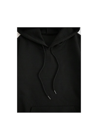 Tarzsokak Coke Serisi Skeleton Print Zip Up Thermal Lined Drawstring Hoodie Siyah