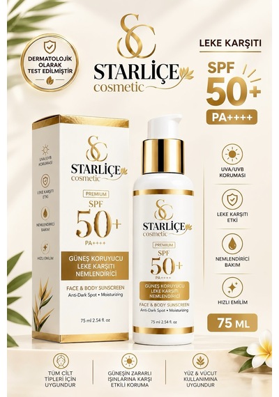 Starliçe Leke Karşıtı Nemlendirici ve Koruyucu Güneş Kremi SPF50+ 75 ML