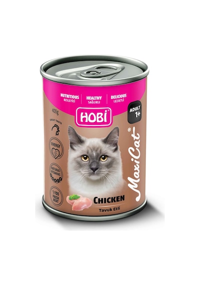 Hobi Maxicat Tavuklu Yetişkin Kedi Konservesi 400 Gr X 6 Adet - Taurin Destekli, Tam Ve Dengeli Mama
