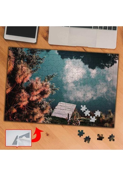 Kırmızı Yapraklı Ağaç Gökyüzü 240 Parça Puzzle Yapboz Tablo-1619