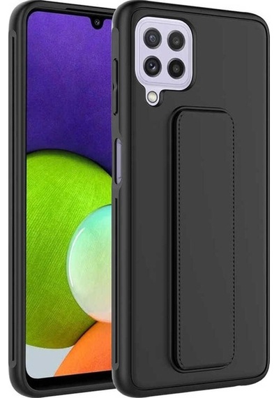 Samsung Uyumlu Galaxy M22 Kılıf Zore Qstand Kapak Siyah