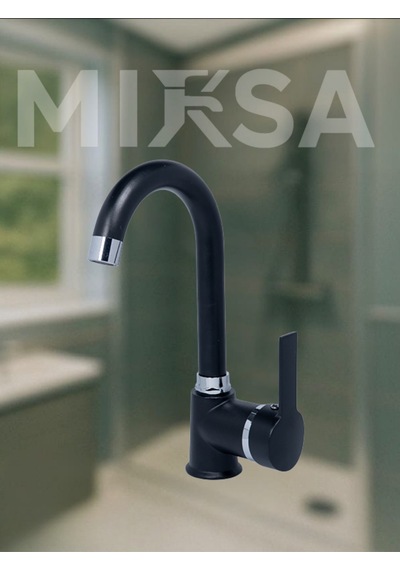 Siyah-krom Armut Baston Borulu Banyo Lavabo Bataryası Çeşmesi Musluğu Çift Su Girişli