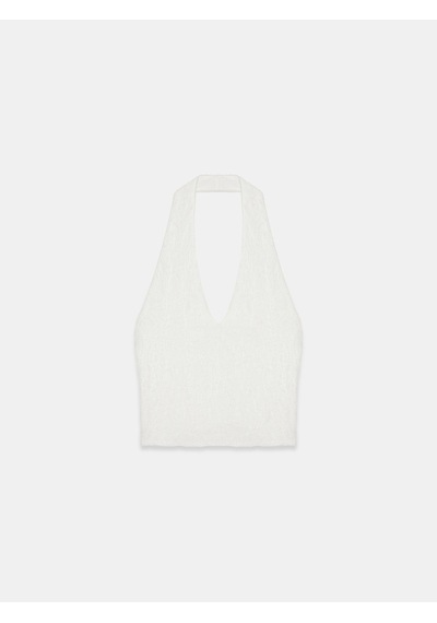 Dilvin 32690 Halter Yaka Dantel Detaylı Top-ekru
