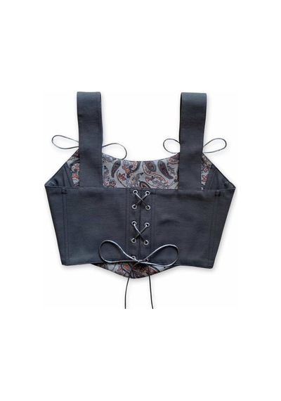 L'aura Corset Paisley Desenli Çift Taraflı Bayan Korse Büstiyer Çok Renkli