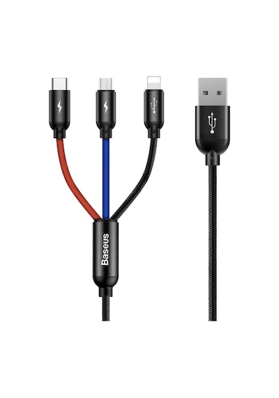 3 İn 1, Lightning İçin Şarj & Data Aktarım, Micro Usb & Usb-c İçin Şarj Kablosu, 0.3 Me Standart