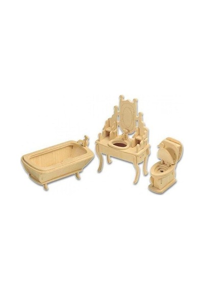 3D Ahşap Banyo ve Şömine Maket Puzzle 66 Parça